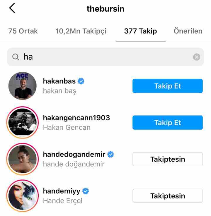 kerem bursin hande ercel i takip etmeye devam ediyor